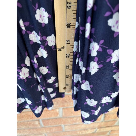 J. Crew Navy Blue Floral Print Long Sleeve Tiered Mini Dress - Picture 7 of 16